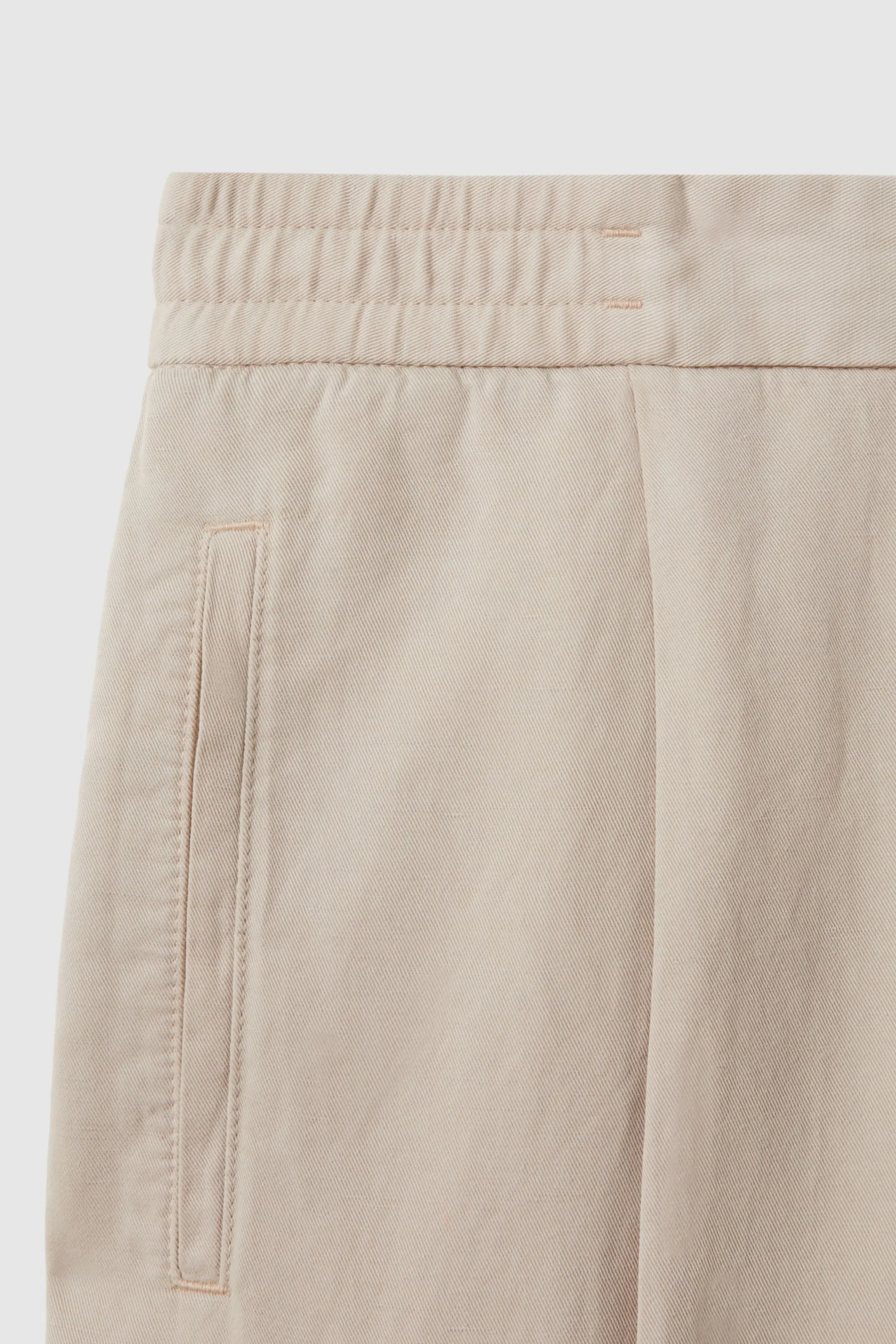Reiss Pact Pantaloni Relaxed in Cotone/Lino con Elastico in Vita    