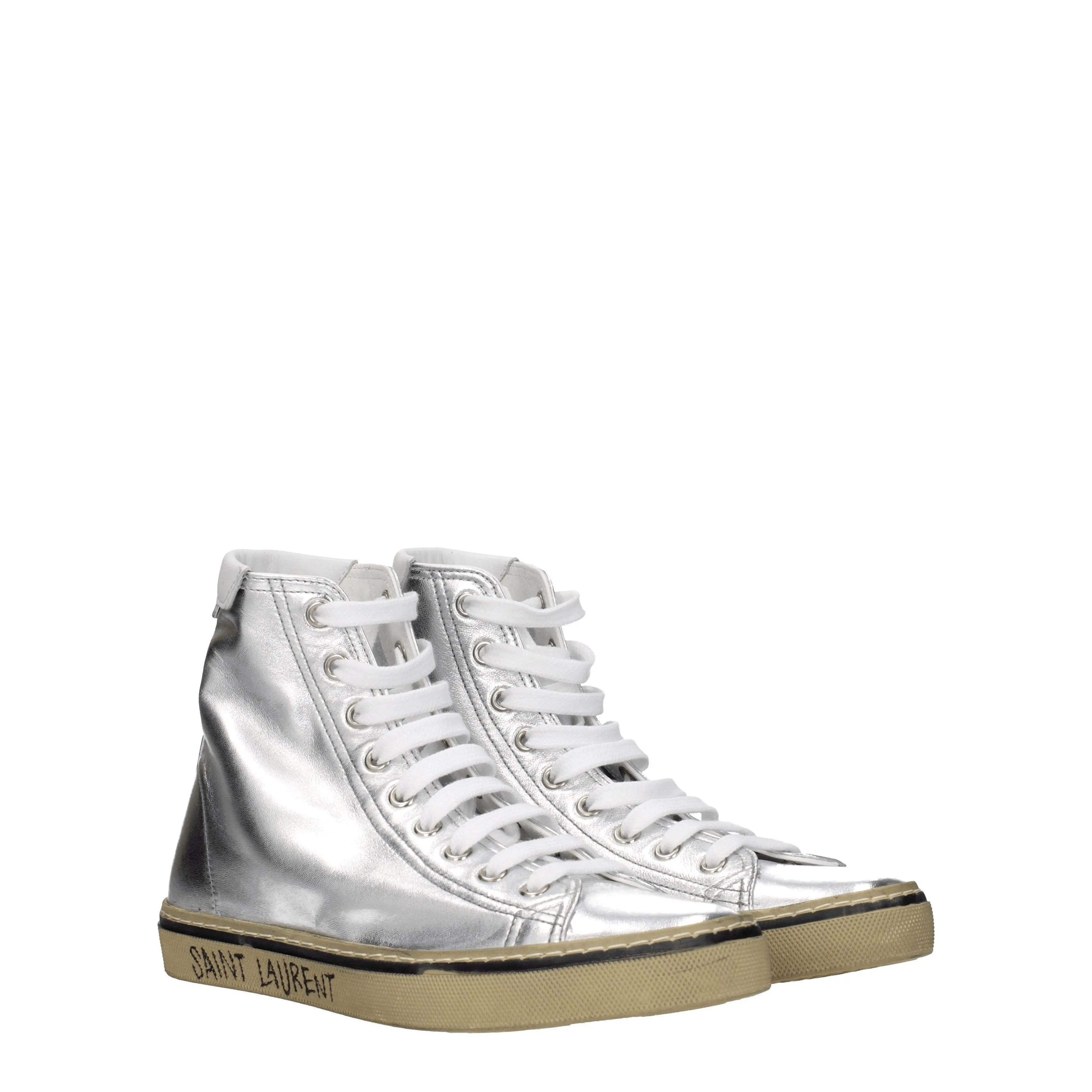 Saint Laurent Sneakers Donna Pelle Argento