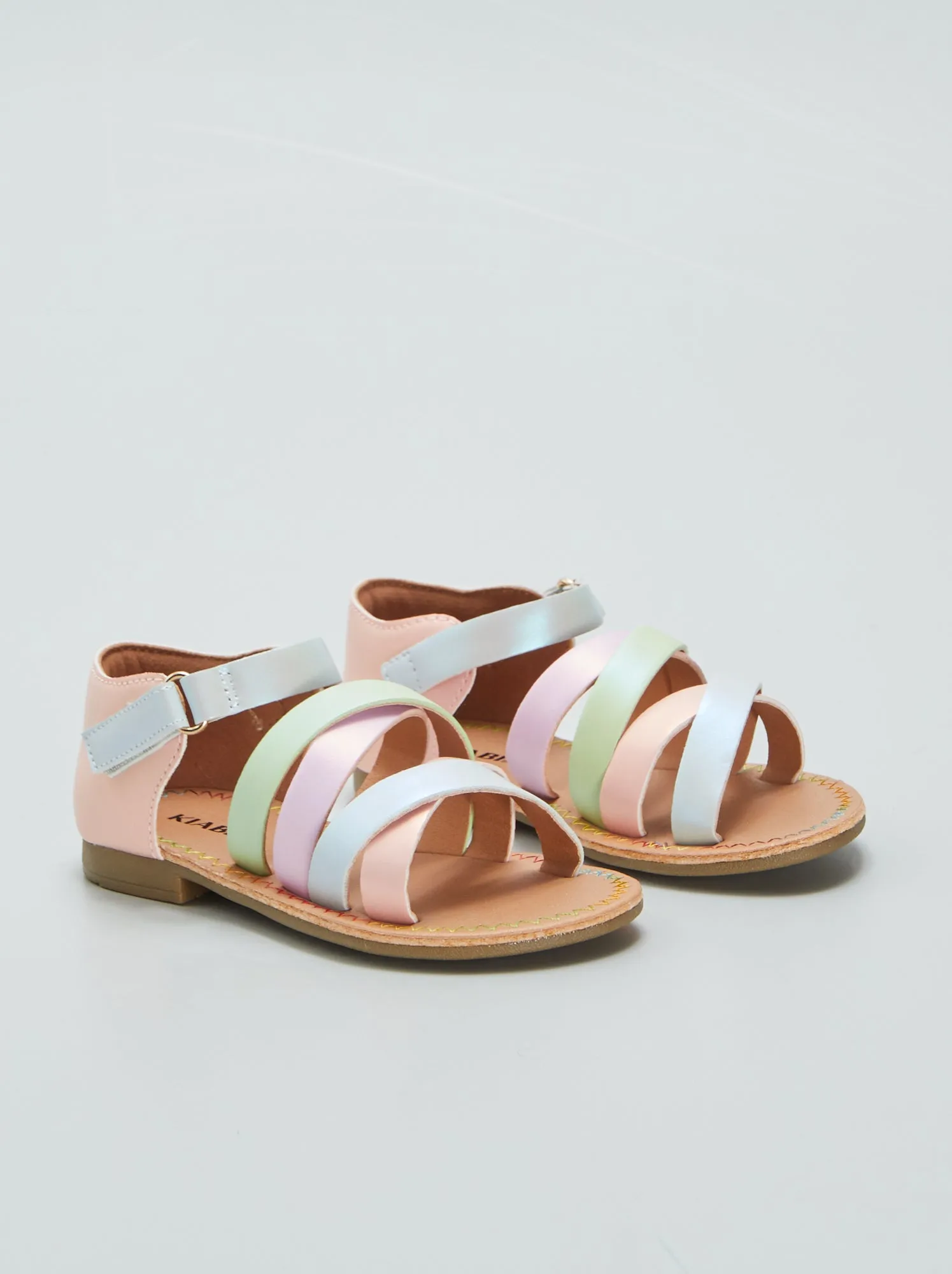 Sandali con cinturini multicolore - ROSA