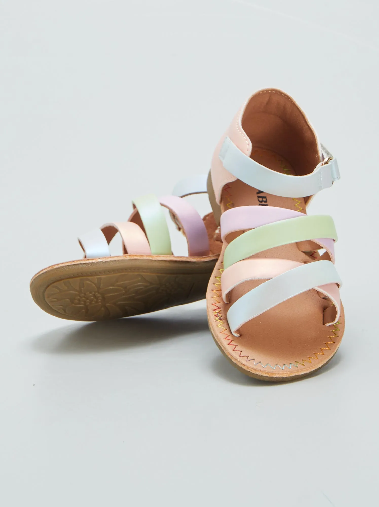 Sandali con cinturini multicolore - ROSA