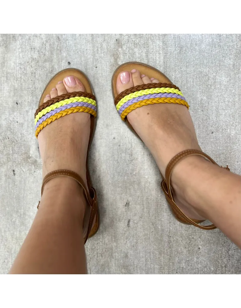 SANDALO FLAT COLORFULL CAMEL