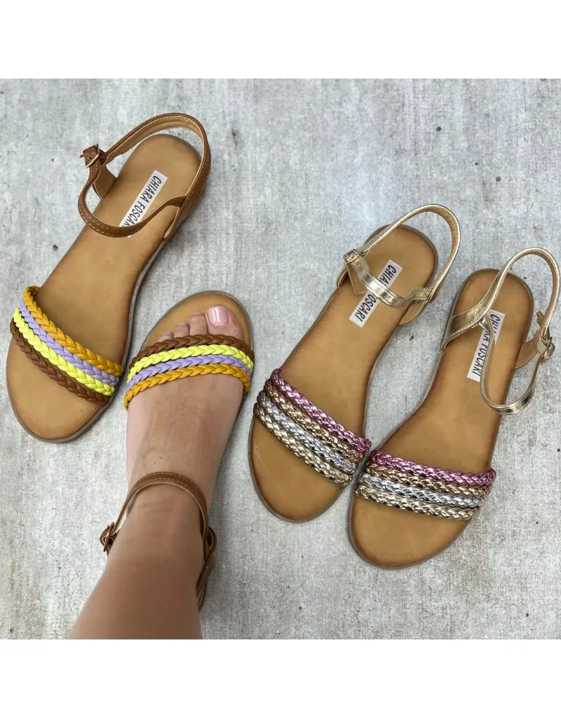 SANDALO FLAT COLORFULL CAMEL