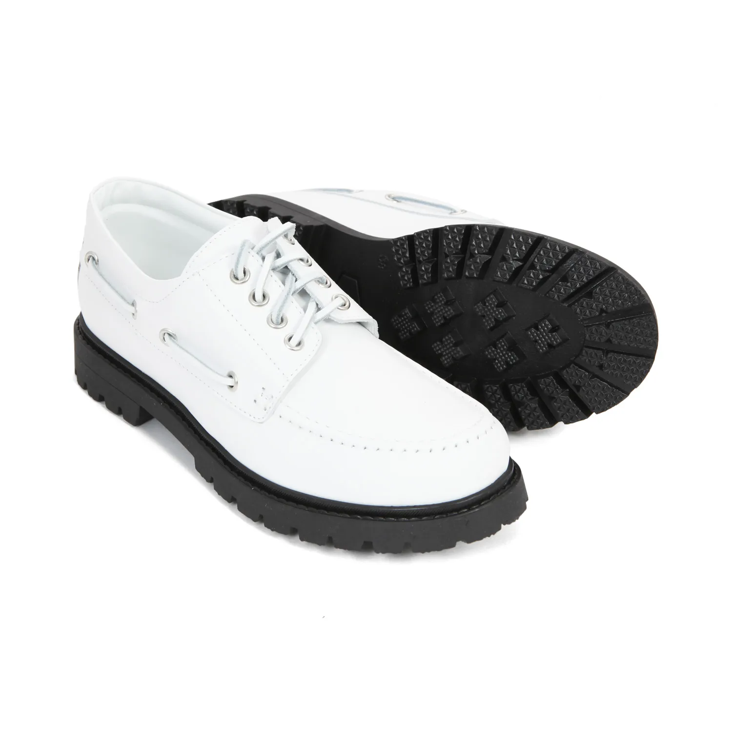 Scarpa Unisex Da Barca Bianca E Nera Teenager