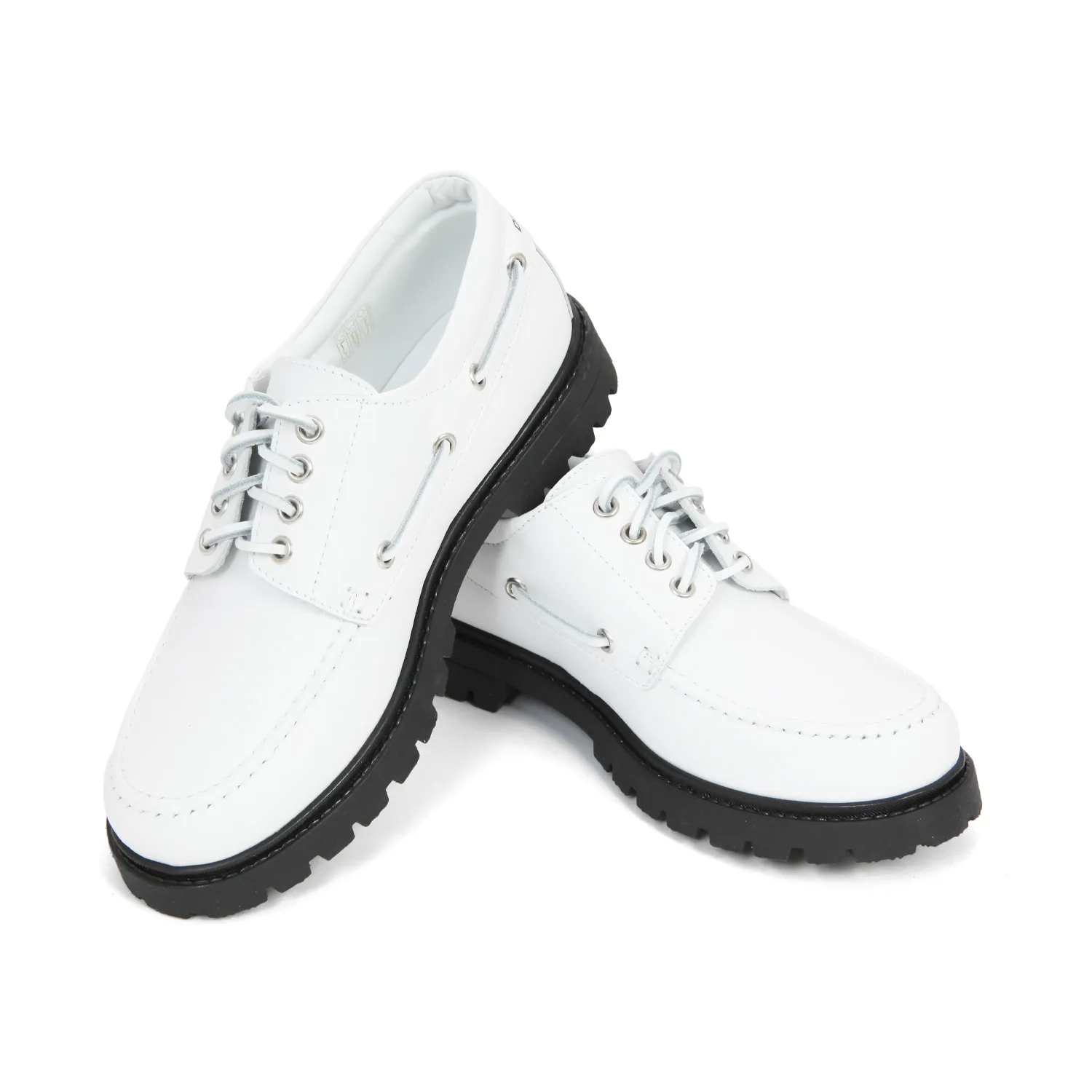 Scarpa Unisex Da Barca Bianca E Nera Teenager