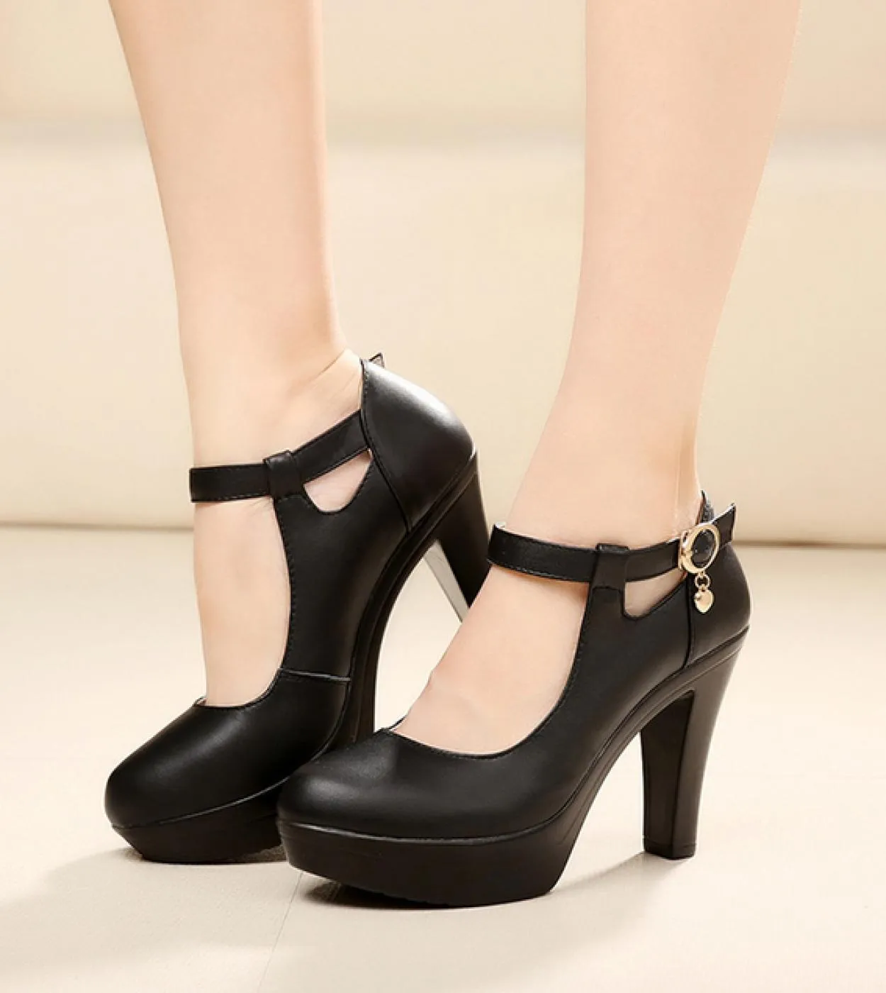 Scarpe da donna in vera pelle di qualità con tacchi 2022 Platform Mary Jane Scarpe da donna Décolleté Ol Scarpe da lavoro da uff