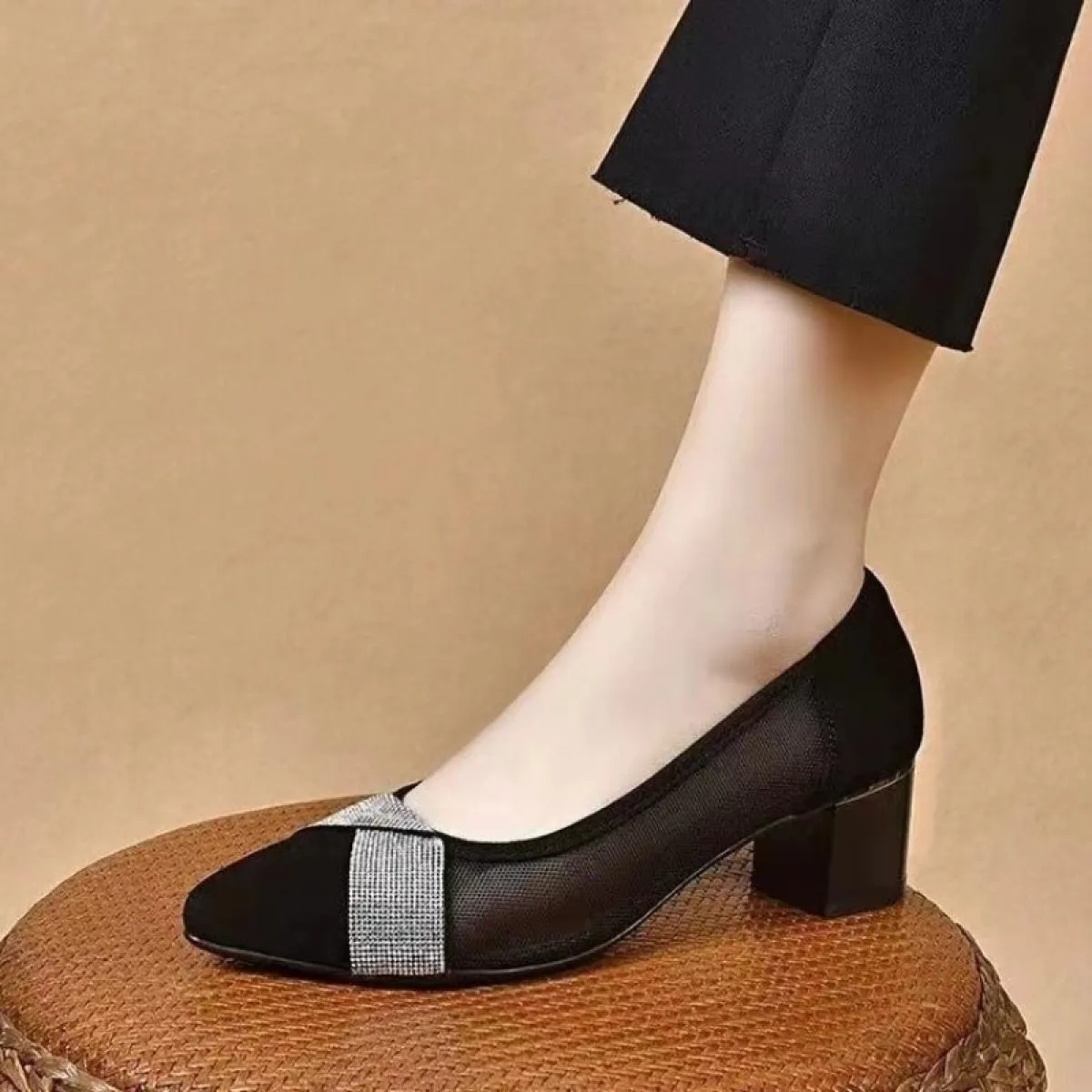 Scarpe Donna 2024 Trend Designer Scarpe da barca da donna Punta quadrata Décolleté Patchwork Slip on a righe Scarpe eleganti con