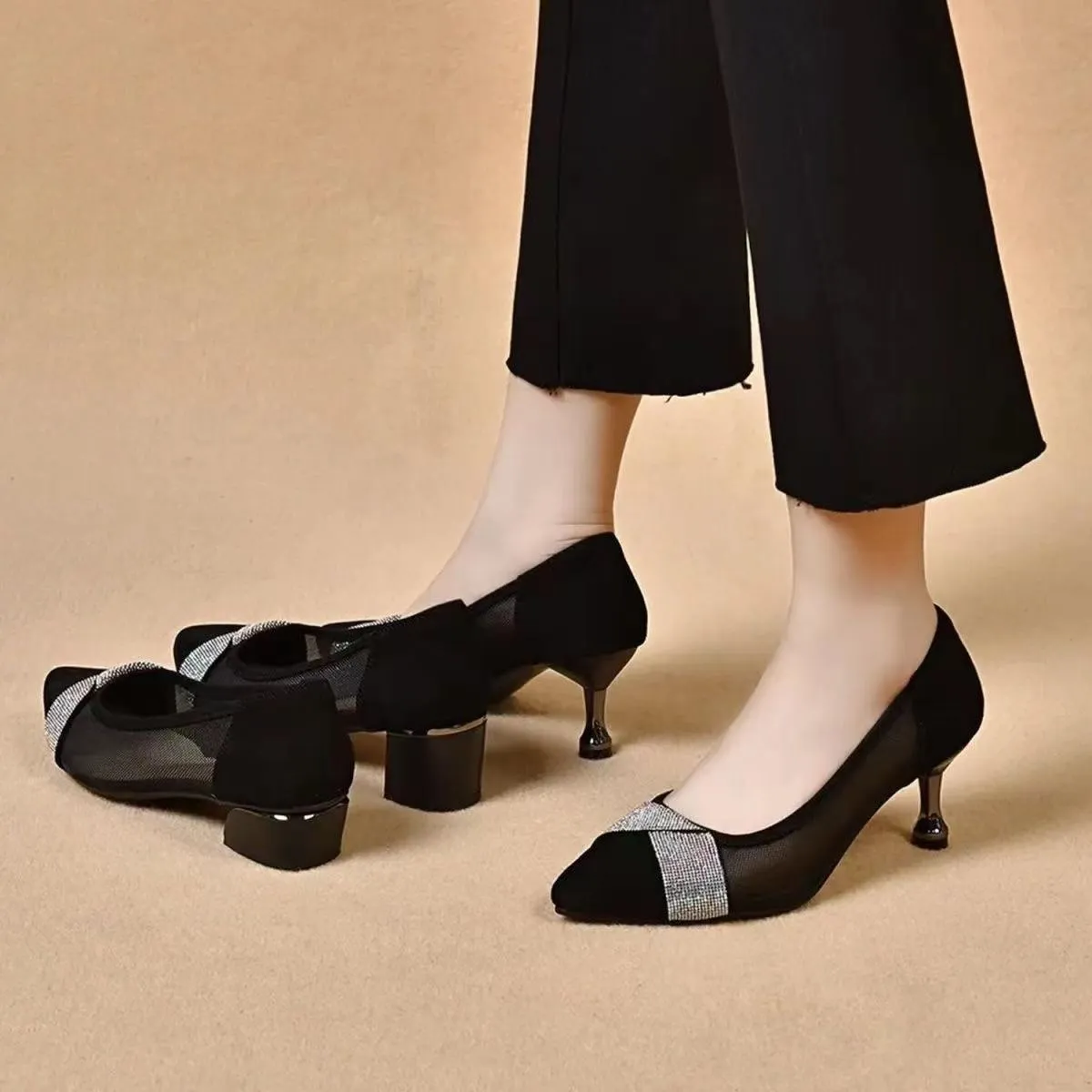 Scarpe Donna 2024 Trend Designer Scarpe da barca da donna Punta quadrata Décolleté Patchwork Slip on a righe Scarpe eleganti con