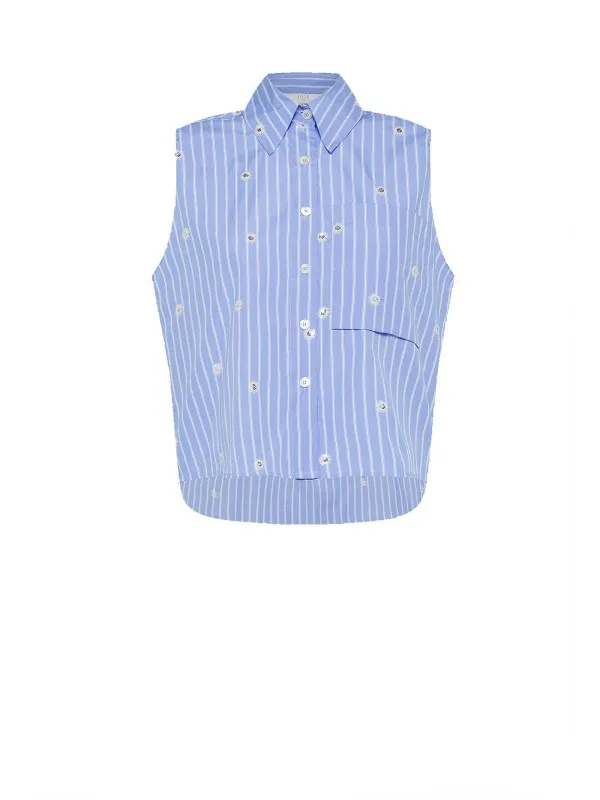 Sleeveless shirt with paillettes