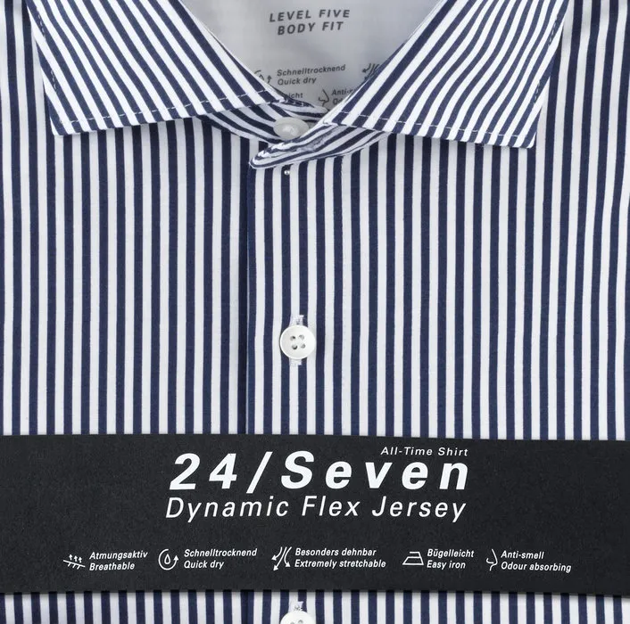 Slim fit olymp shirt in blue striped jersey