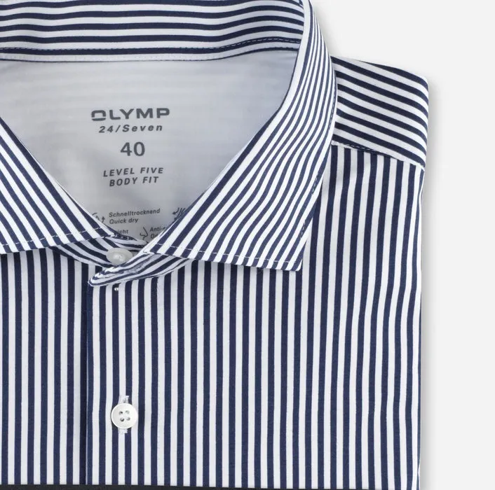 Slim fit olymp shirt in blue striped jersey
