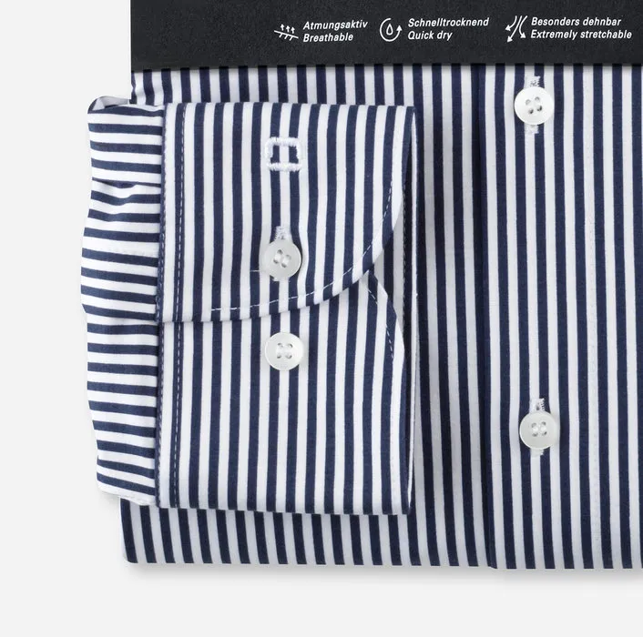 Slim fit olymp shirt in blue striped jersey