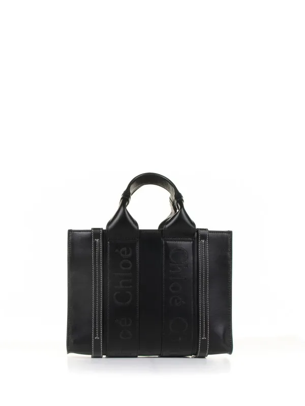 Small Woody leather shopping bag