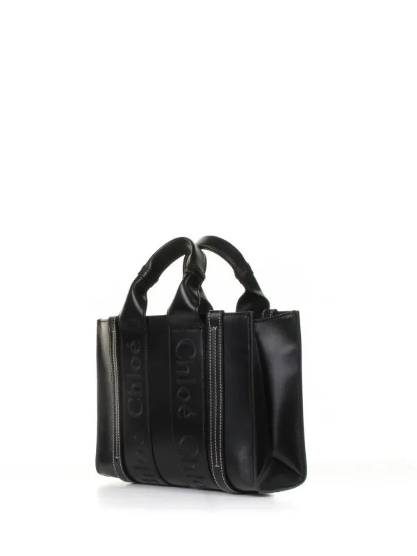 Small Woody leather shopping bag