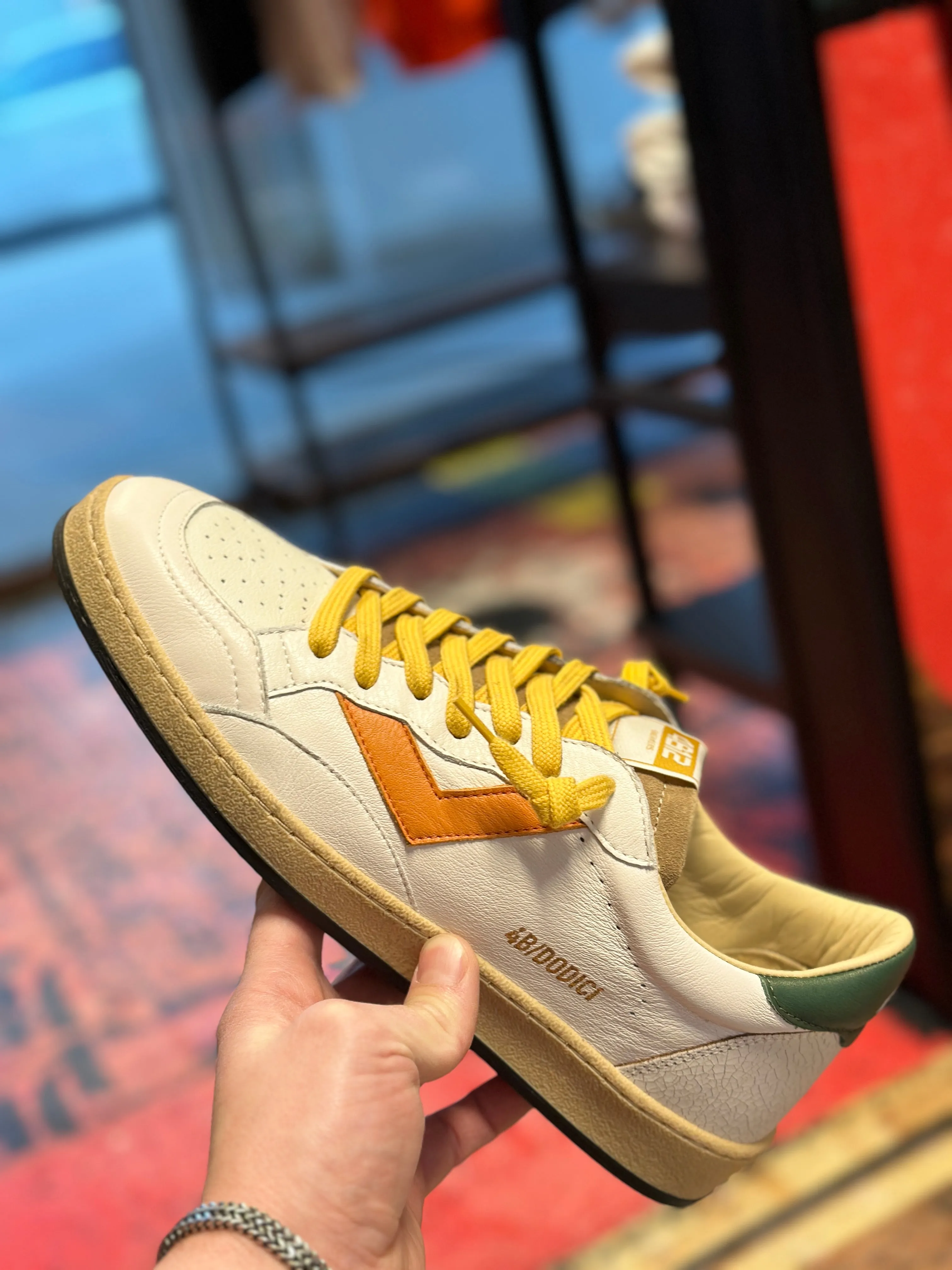 SNEAKERS 4B12 BIANCO/VERDE/ARANCIO