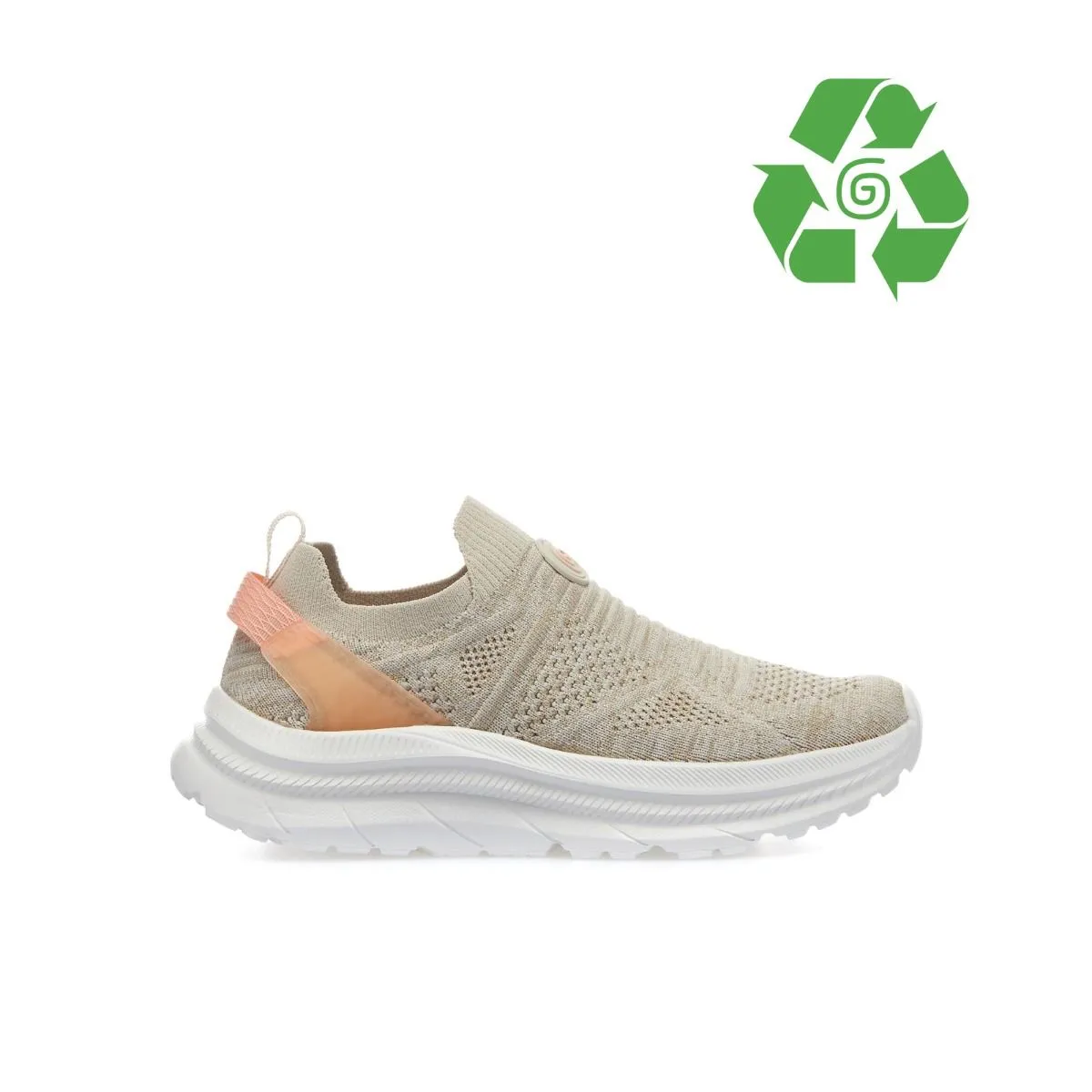Sneakers beige slip-on da bambina in tessuto riciclato