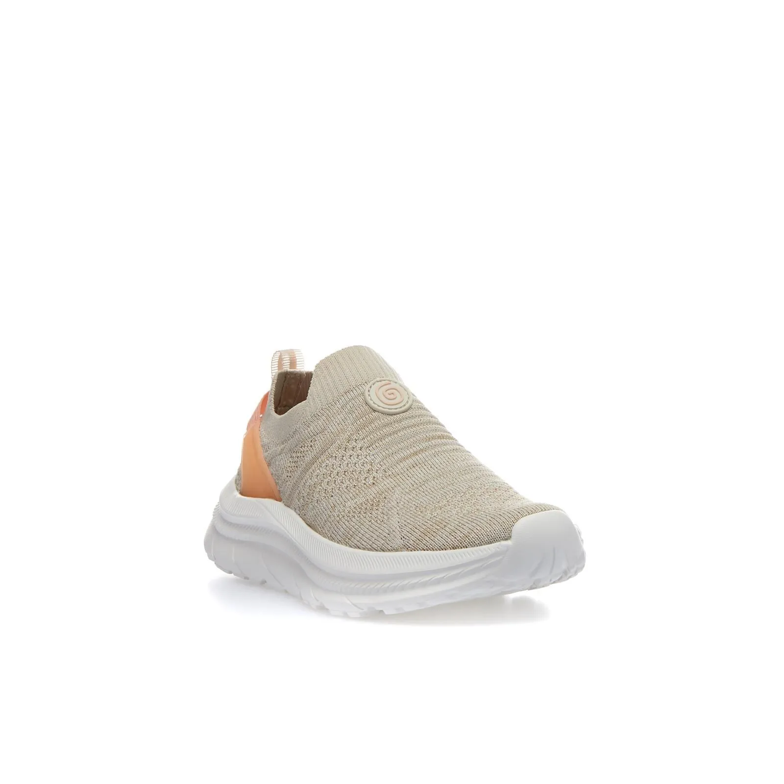 Sneakers beige slip-on da bambina in tessuto riciclato