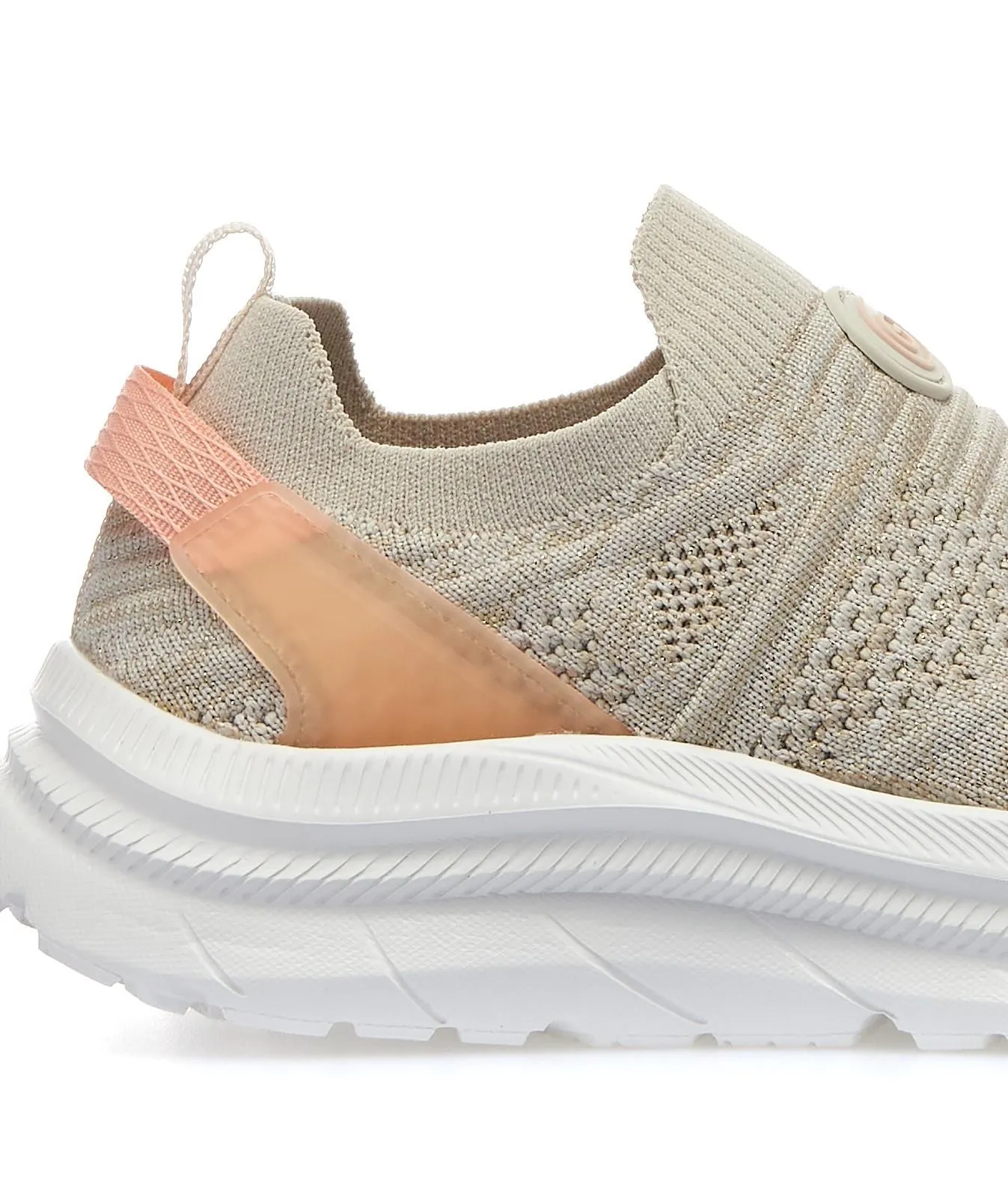 Sneakers beige slip-on da bambina in tessuto riciclato
