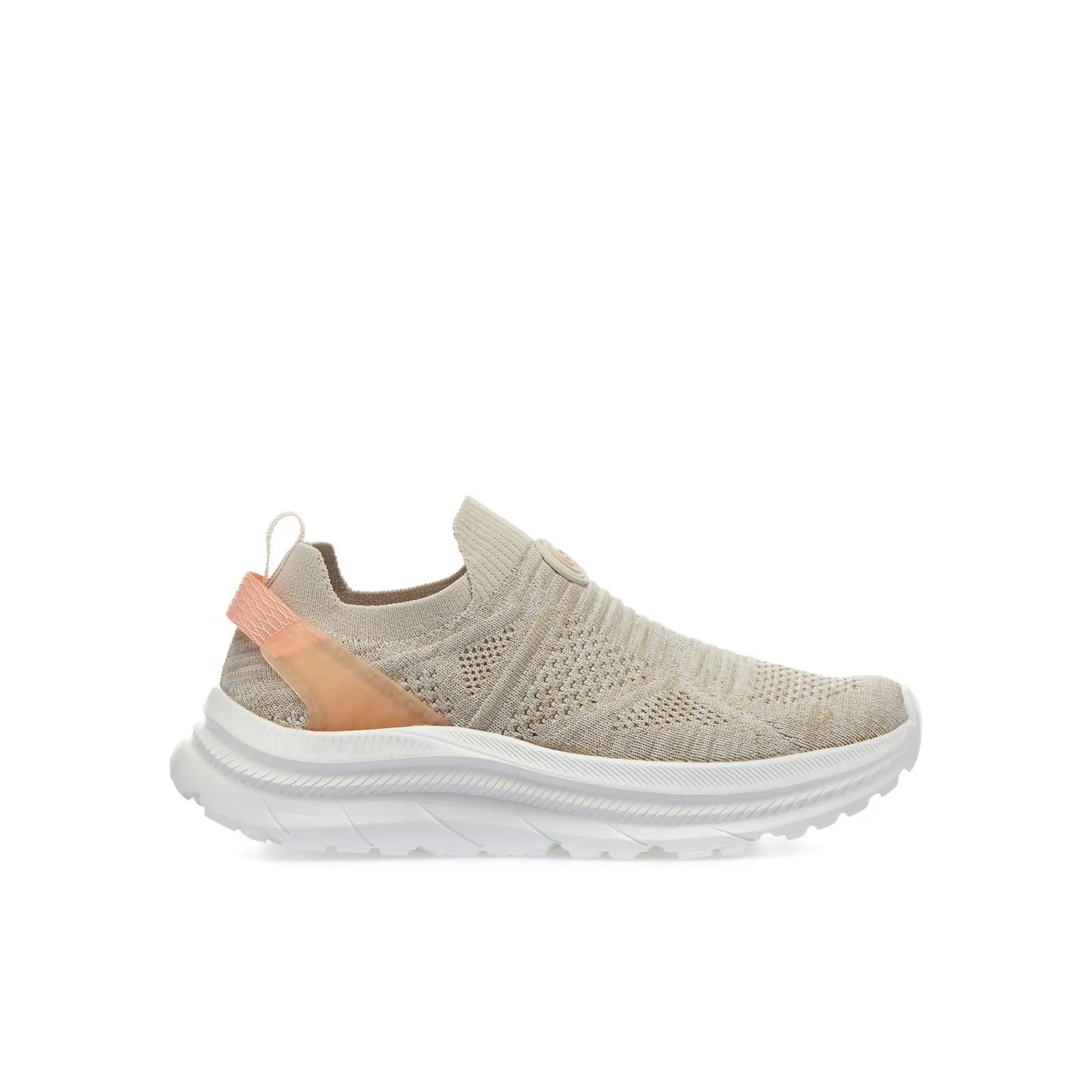Sneakers beige slip-on da bambina in tessuto riciclato