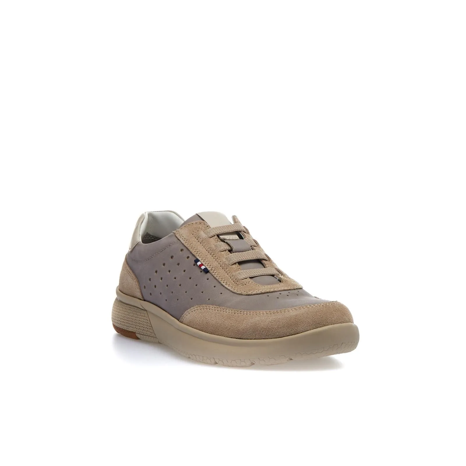 Sneakers beige slip-on in pelle