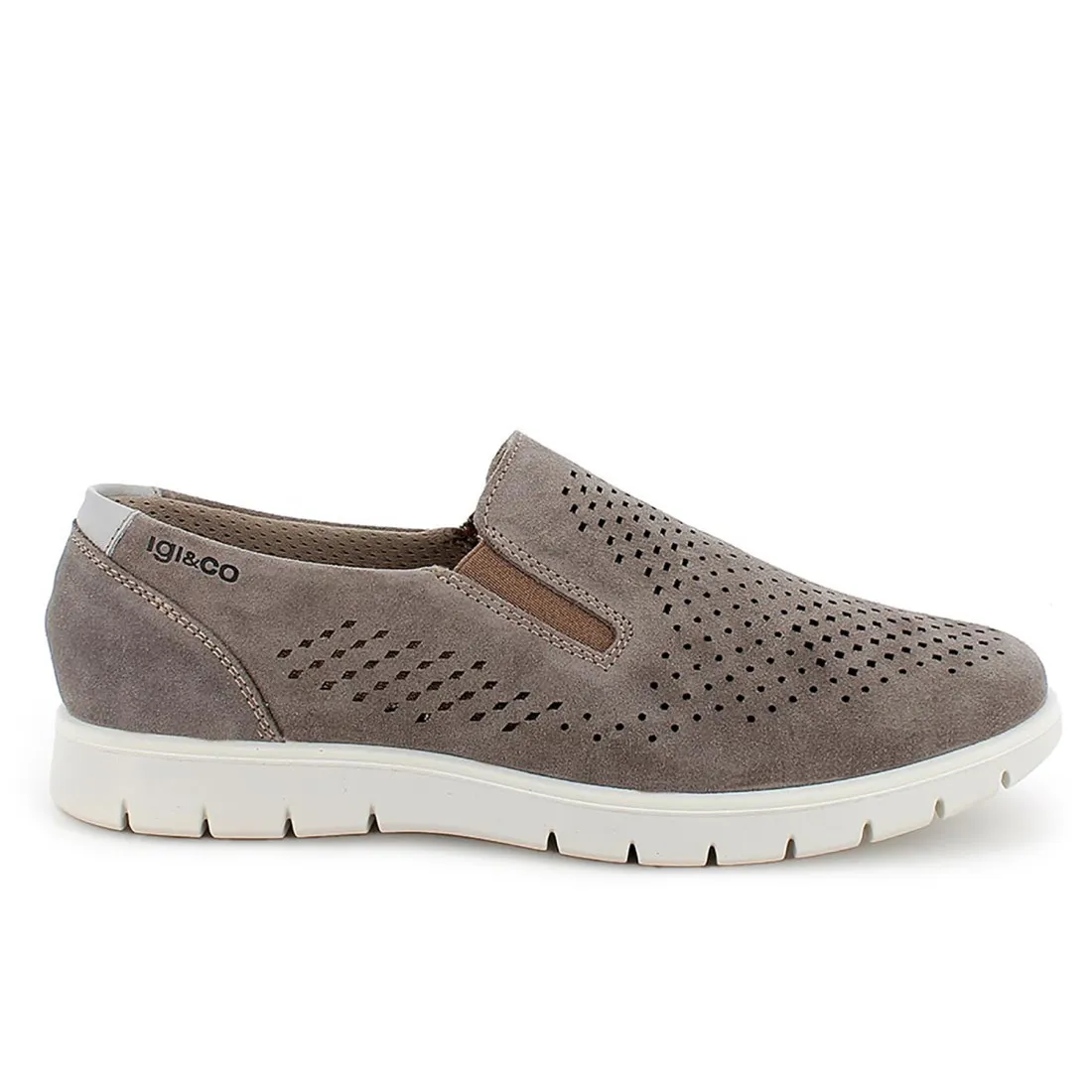 Sneakers da uomo Igi&Co slip on in pelle grigia