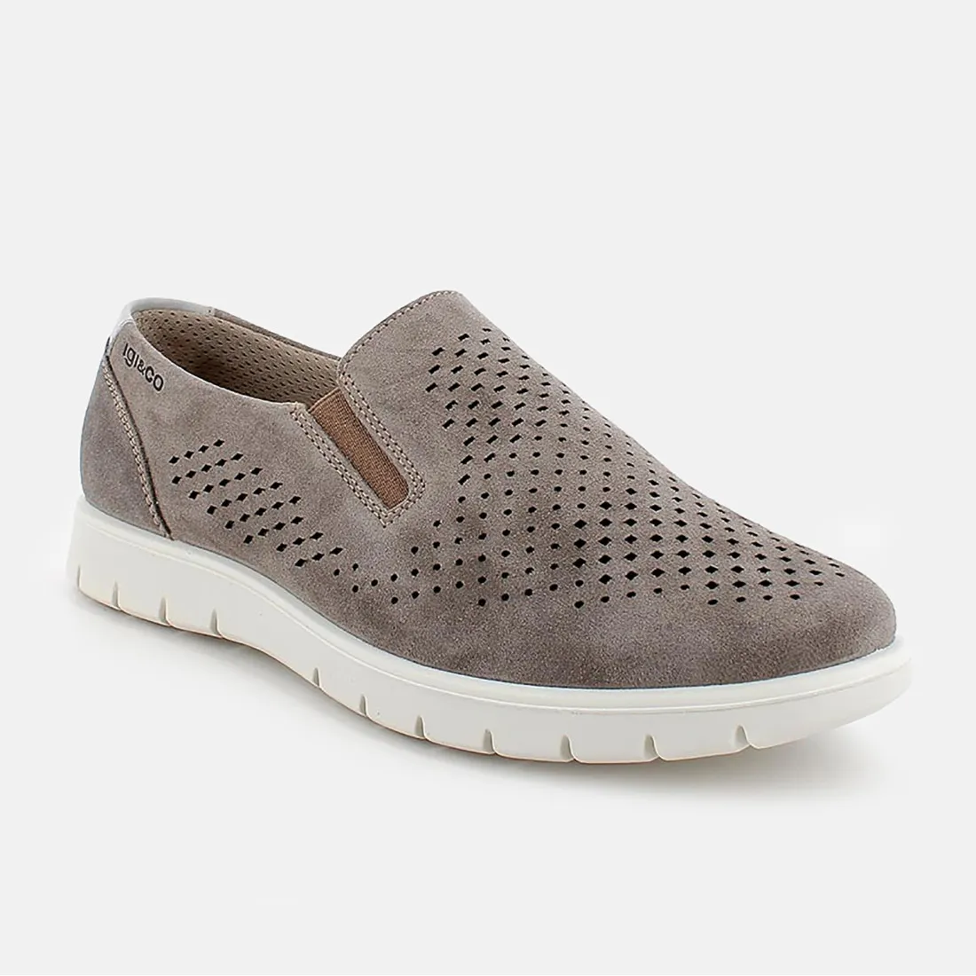 Sneakers da uomo Igi&Co slip on in pelle grigia