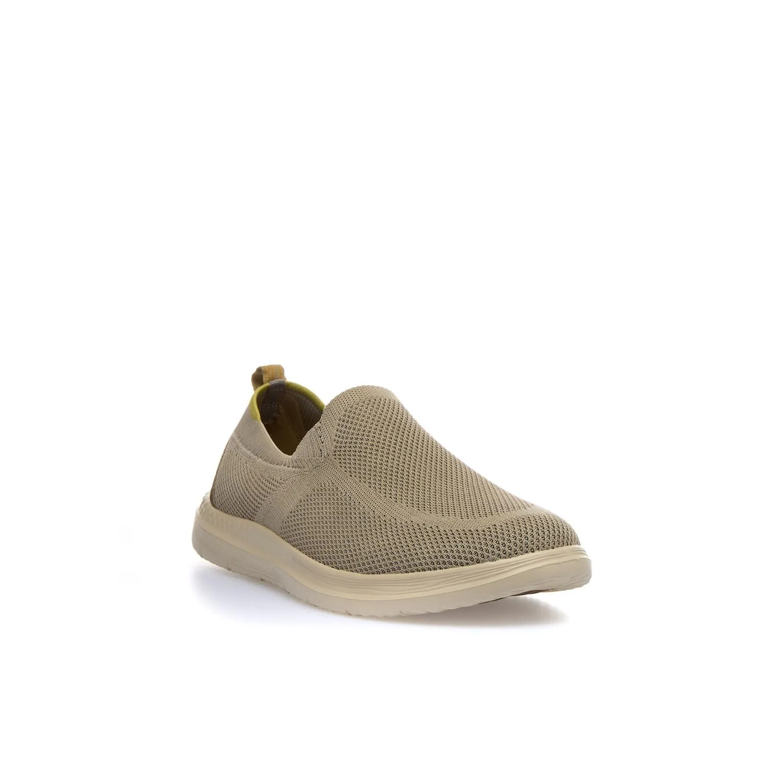 Sneakers slip-on beige con suola in gomma