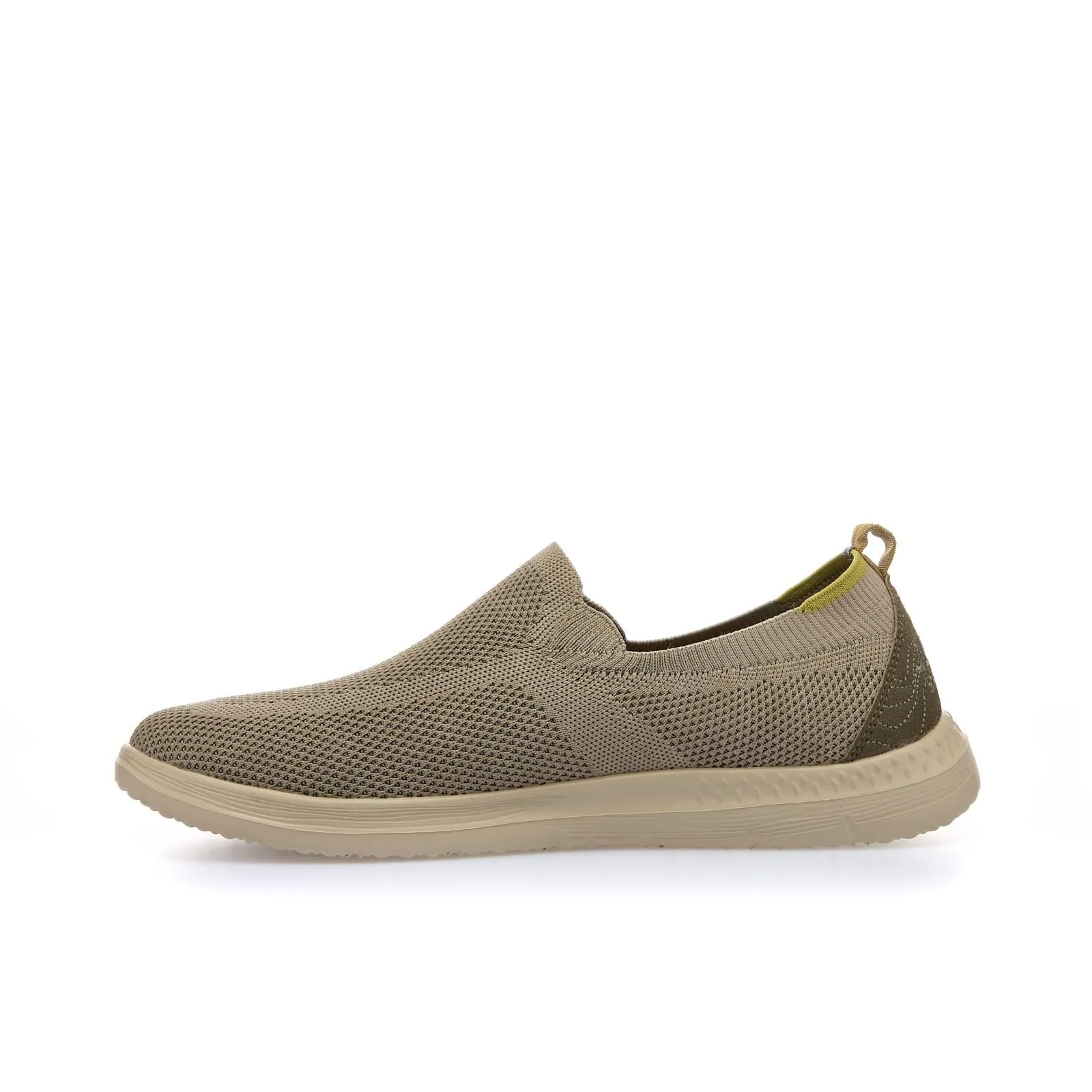 Sneakers slip-on beige con suola in gomma