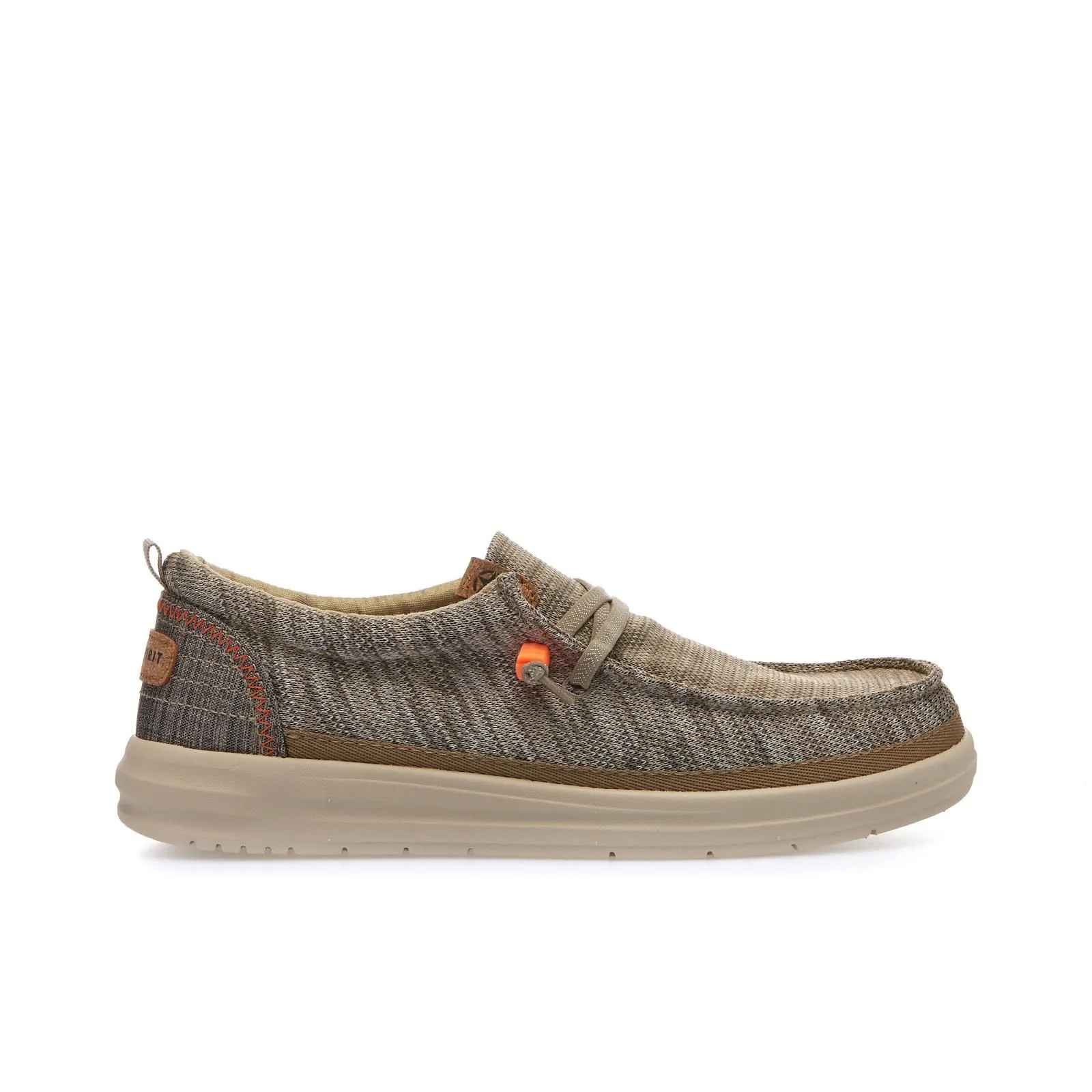 Sneakers slip-on beige in tessuto con lacci