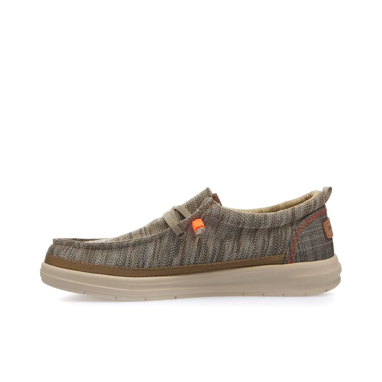 Sneakers slip-on beige in tessuto con lacci