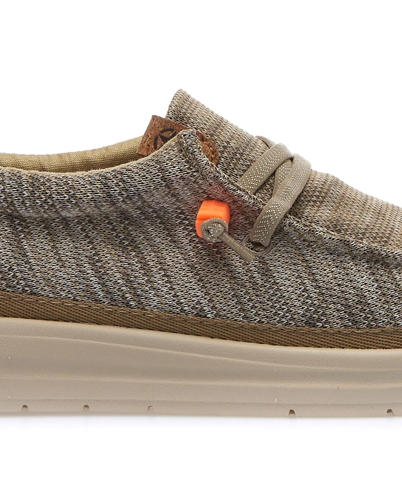 Sneakers slip-on beige in tessuto con lacci