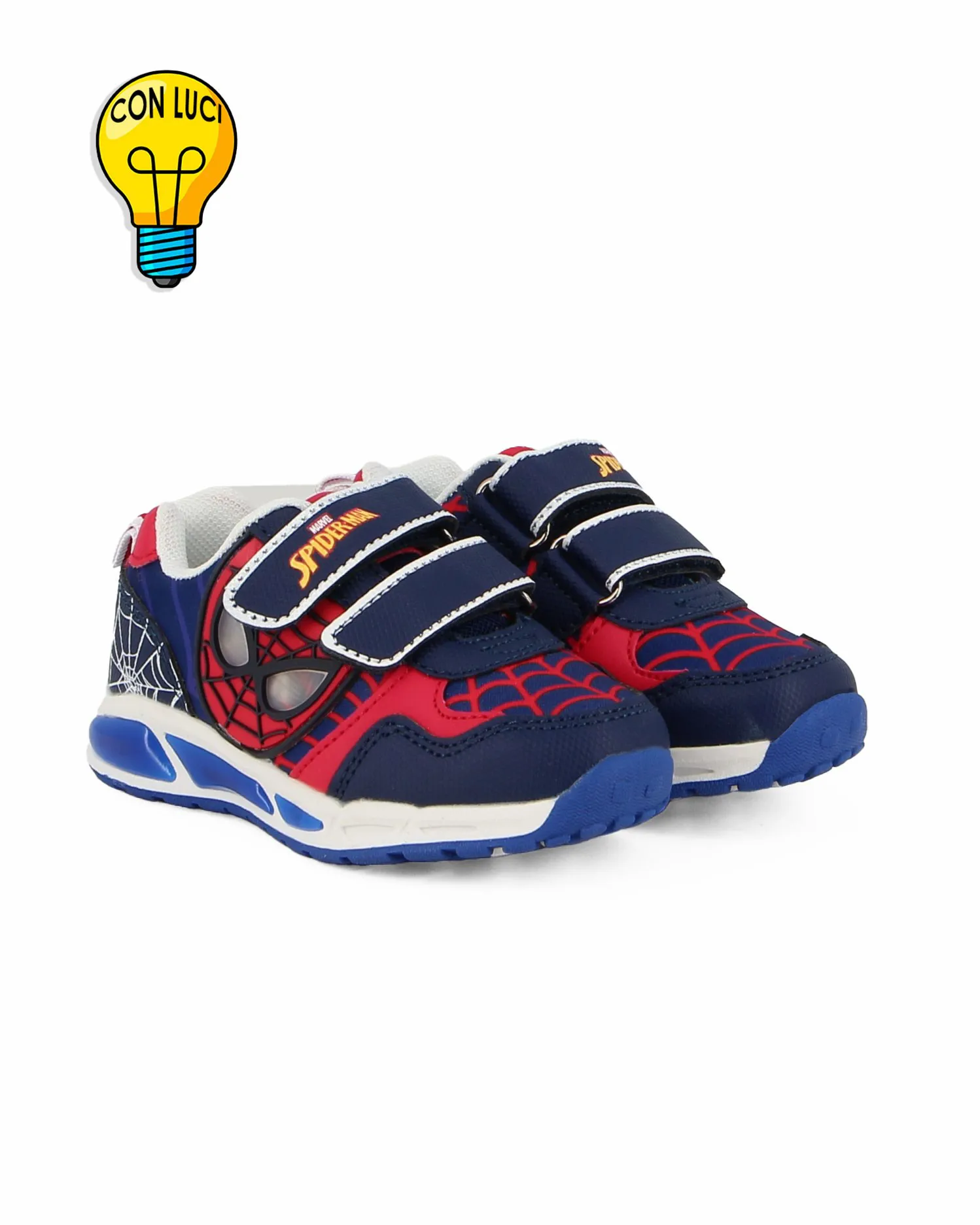 SPIDERMAN - Sneakers da bimbo blu con personaggio laterale in rilievo e luci                                            Previous