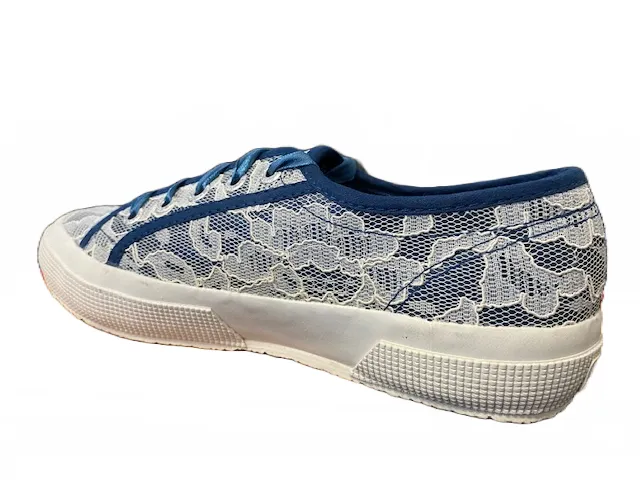 Superga 2750 synleacew sneakers in canvas and lace S00C420 918 blue deep sea-white lace