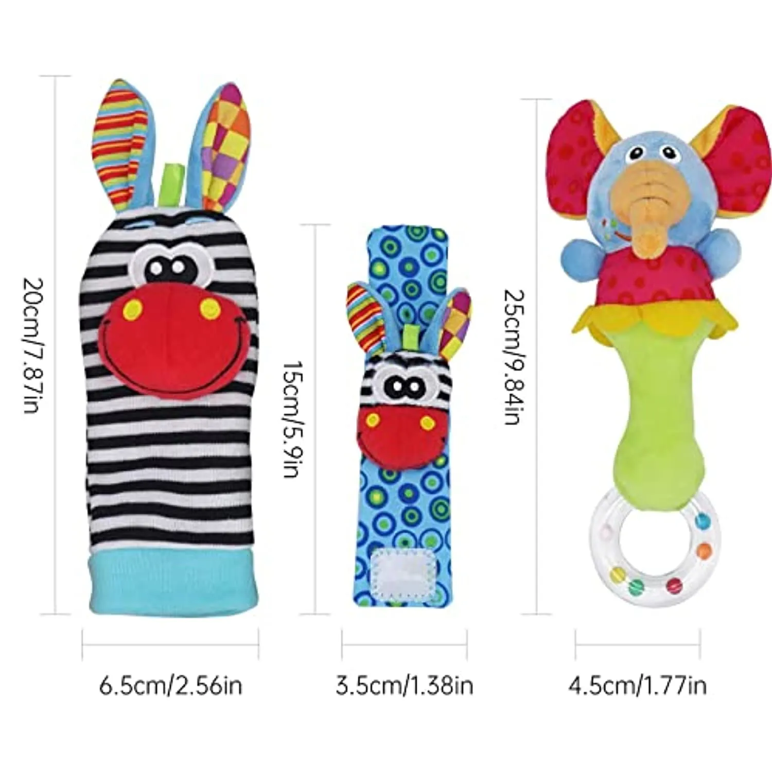 Synchain Baby Rattle Toy Neonato, 5 Pack Neonato Sonagli Calzini Polso,Simpatici Animaletti Developmental Soft Toys Bambole per 