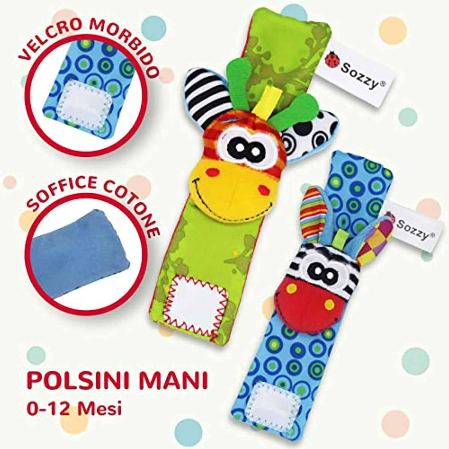 Synchain Baby Rattle Toy Neonato, 5 Pack Neonato Sonagli Calzini Polso,Simpatici Animaletti Developmental Soft Toys Bambole per 