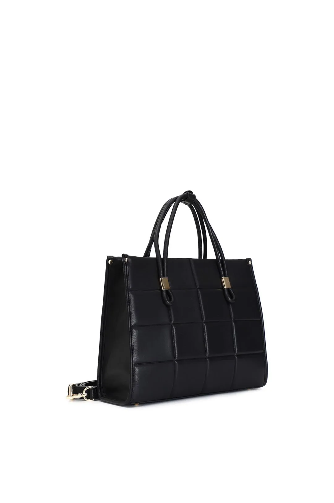 tote bag con pannello di quadrati in rilievo nero