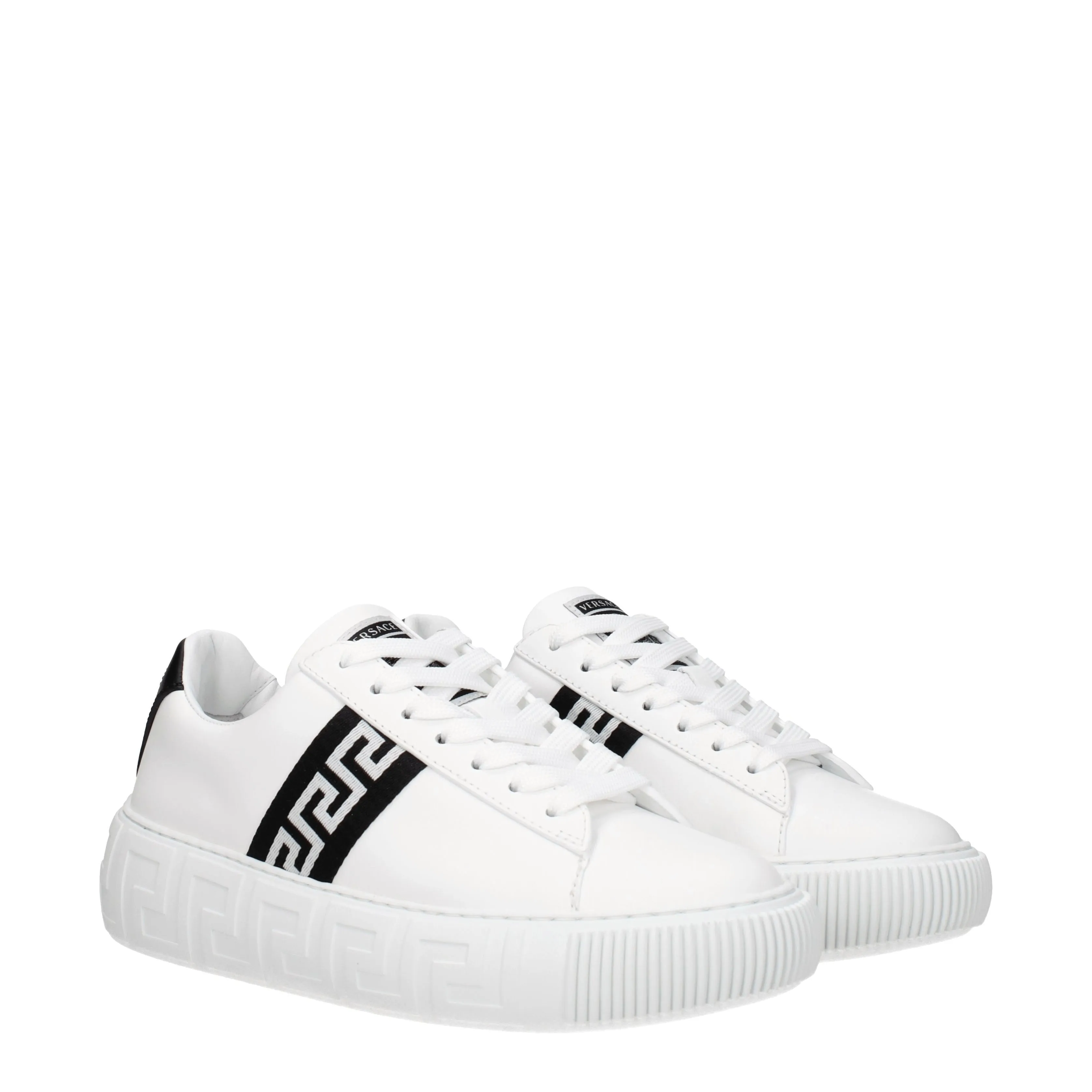 Versace Sneakers Greca Donna Pelle Bianco/Nero