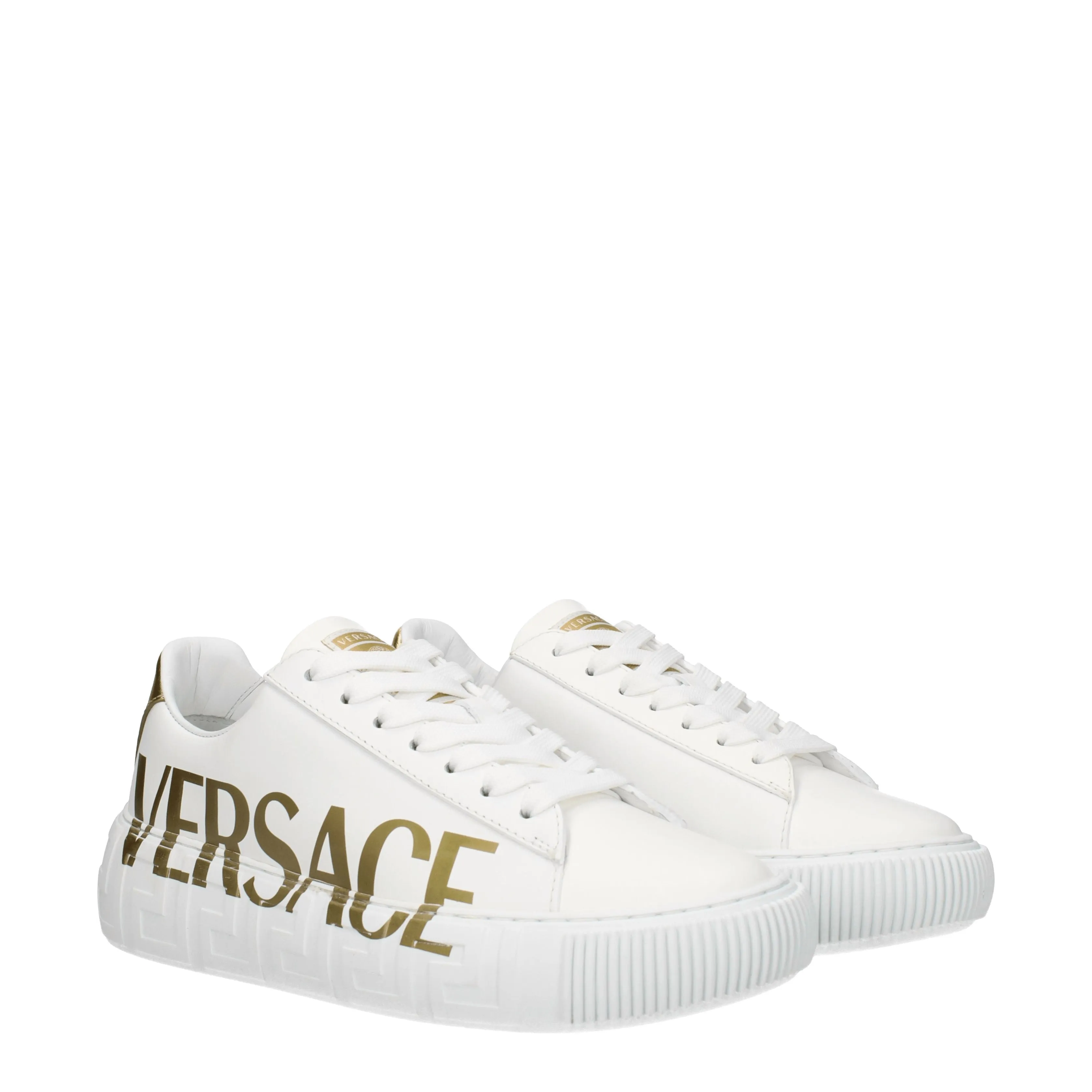 Versace Sneakers Greca Donna Pelle Bianco/Oro