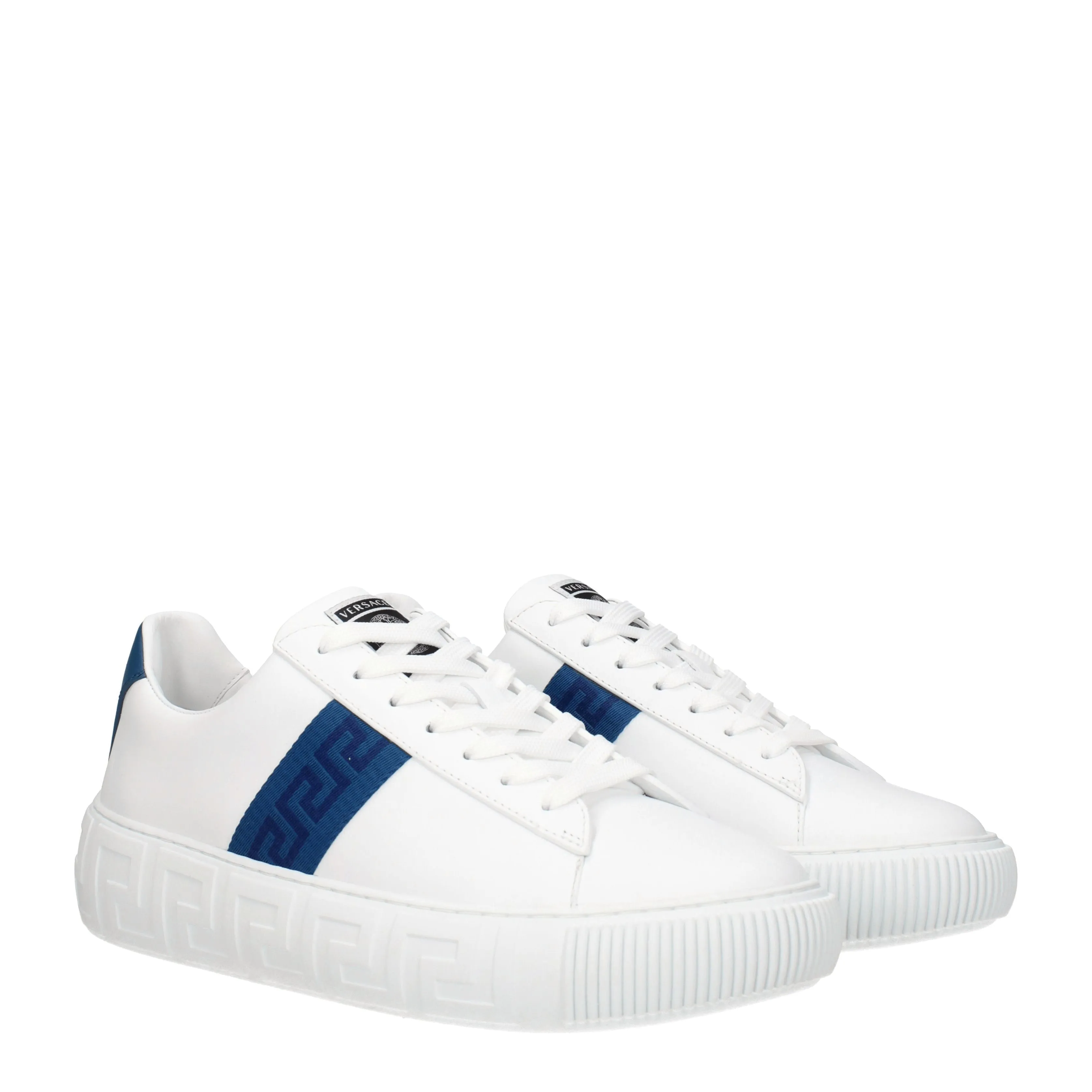 Versace Sneakers Greca Uomo Pelle Bianco/Dark Teal