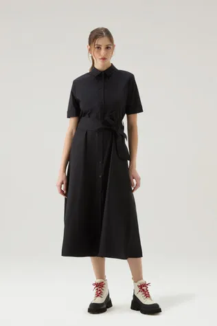 Vestito chemisier in popeline di puro cotone                                                                                Blac
