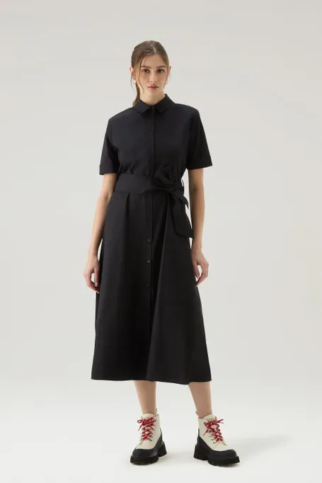 Vestito chemisier in popeline di puro cotone                                                                                Blac