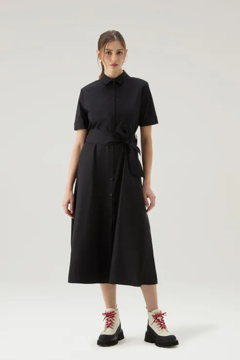 Vestito chemisier in popeline di puro cotone                                                                                Blac