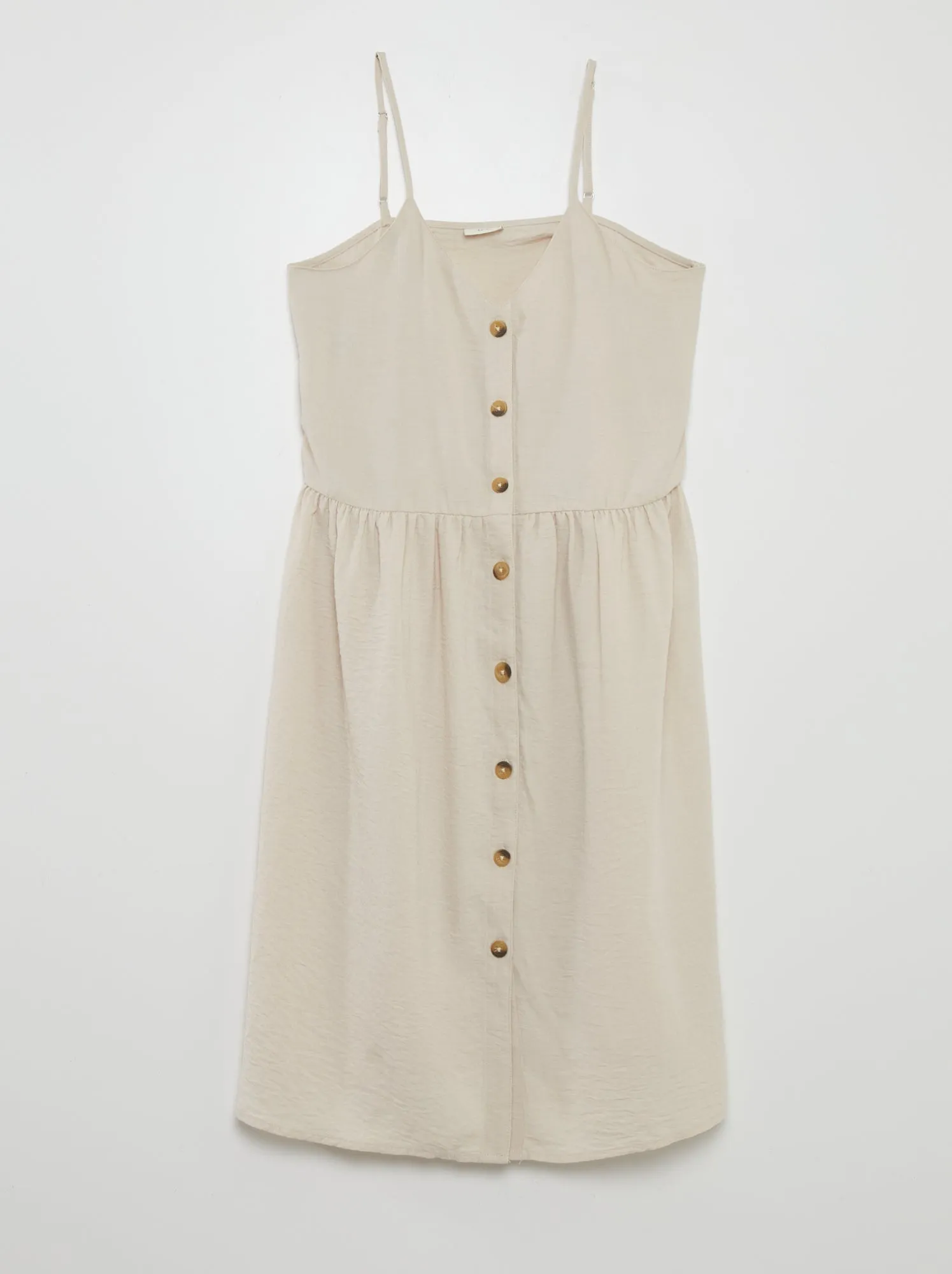 Vestito con spalline abbottonate - BEIGE