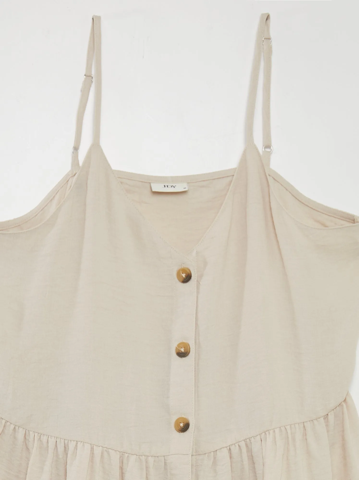 Vestito con spalline abbottonate - BEIGE