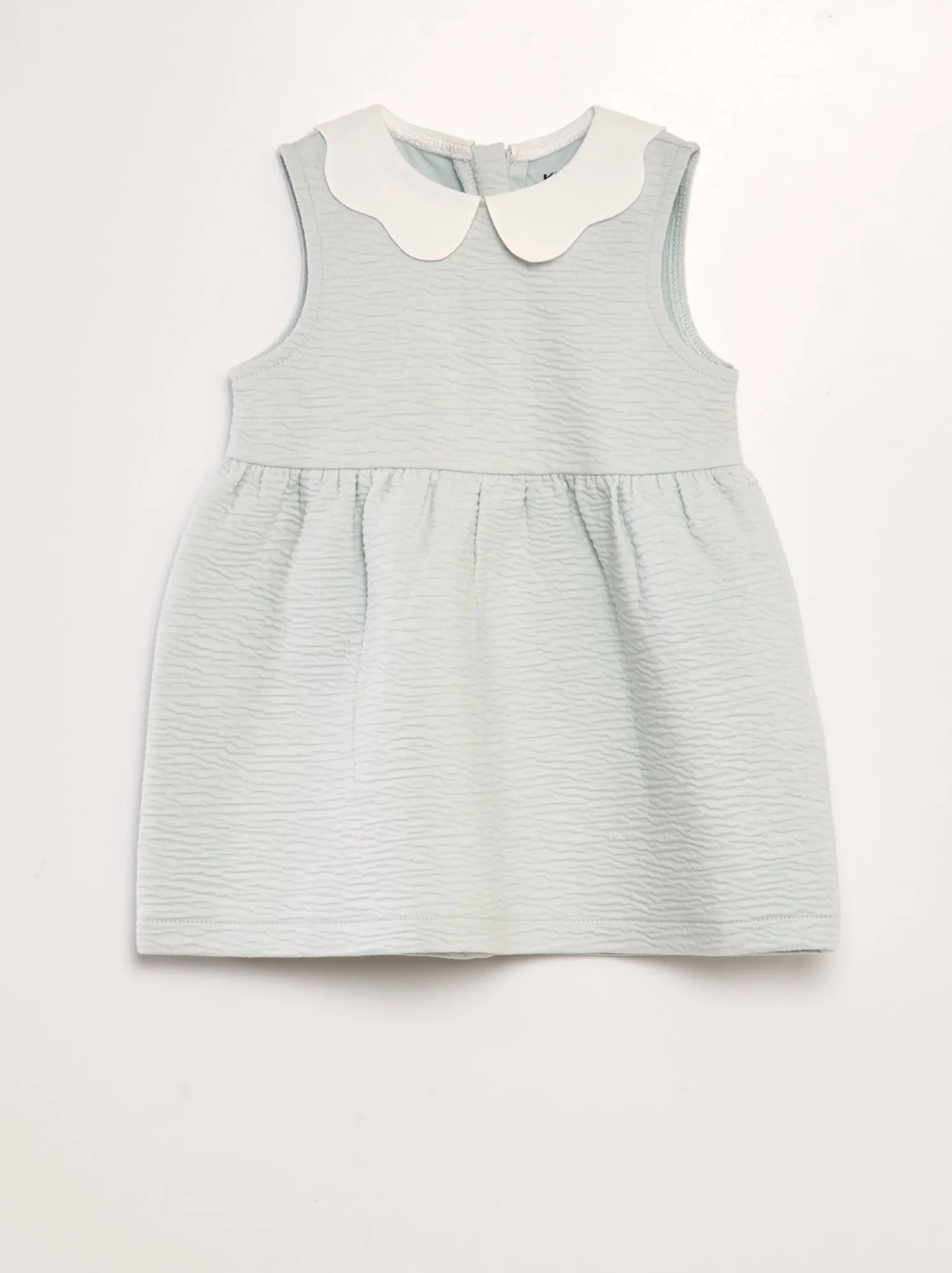 Vestito in maglia stropicciata con colletto claudine - BLU