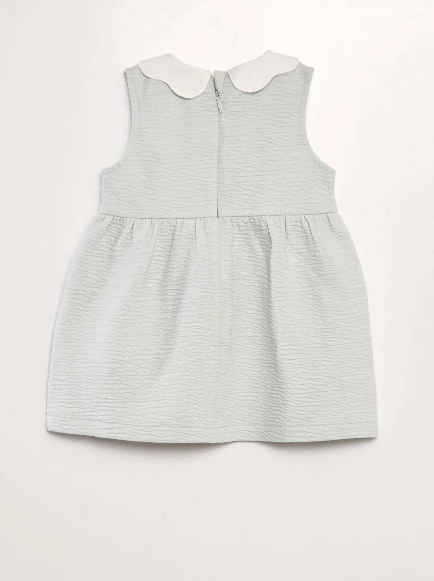 Vestito in maglia stropicciata con colletto claudine - BLU