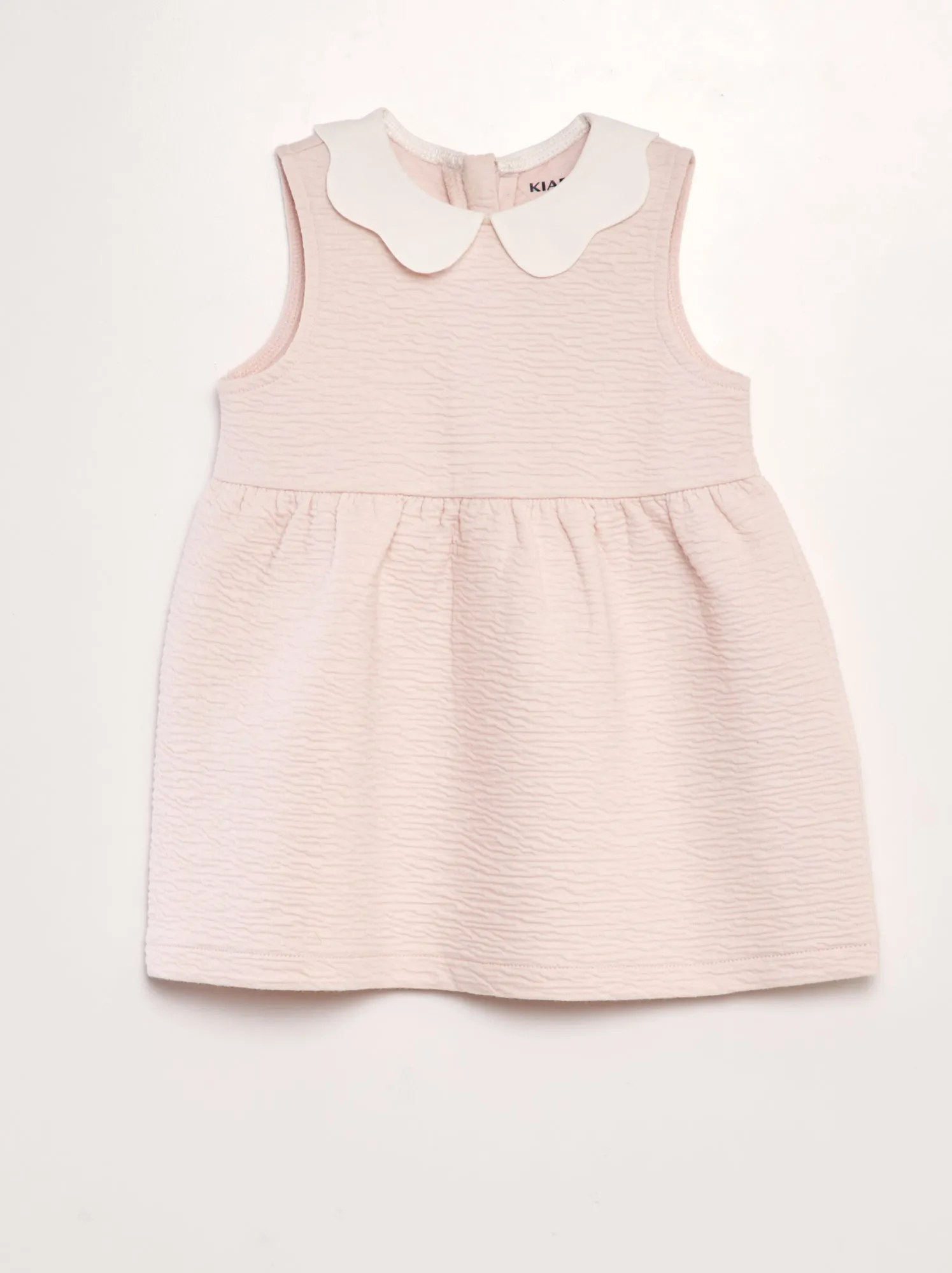 Vestito in maglia stropicciata con colletto claudine - ROSA