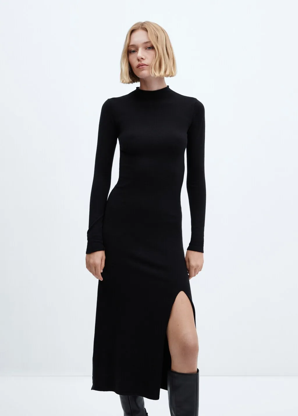 Vestito maglia spacco laterale
