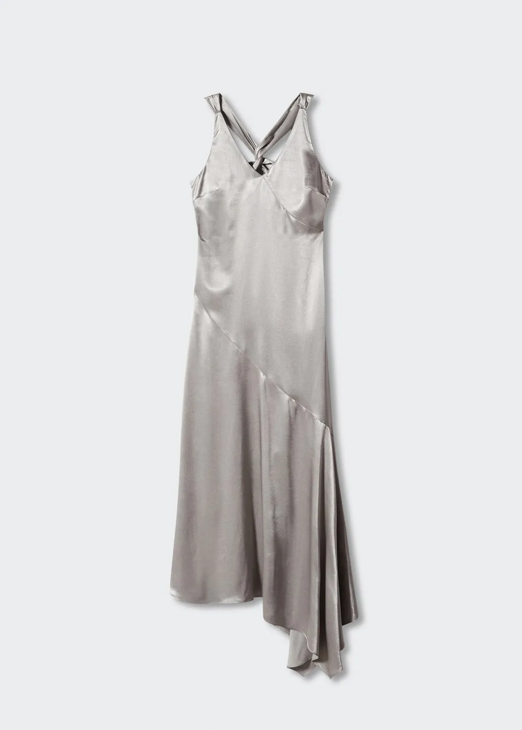 Vestito satinato bordo inferiore asimmetrico