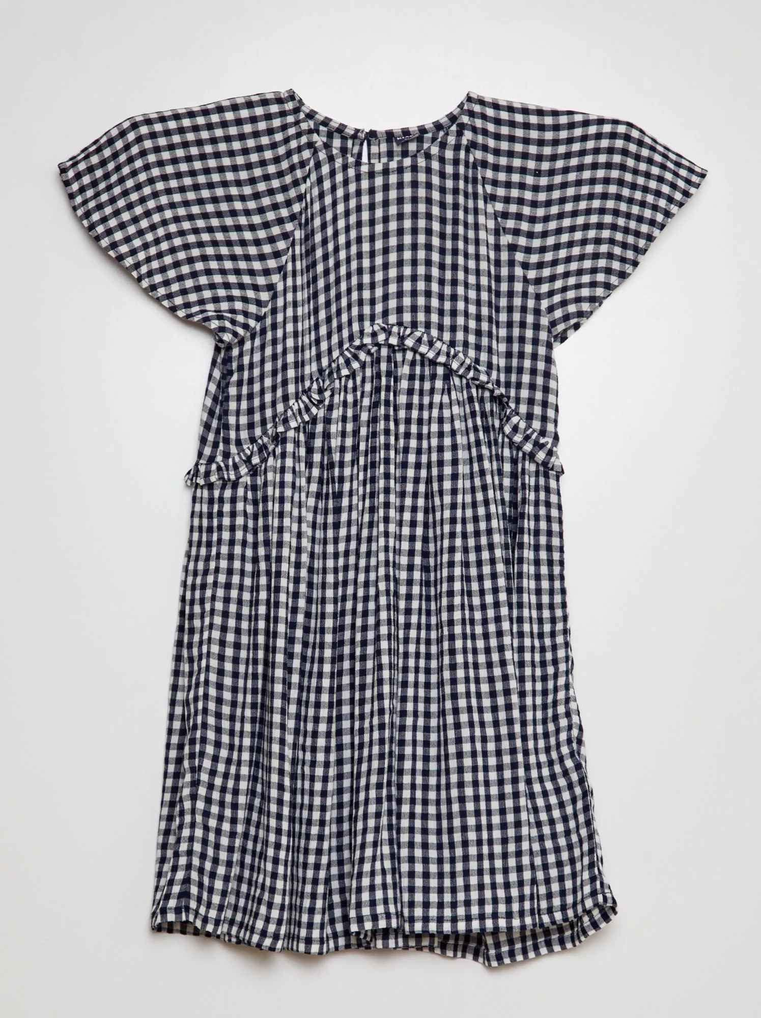 Vestito stampato con volant - BLU