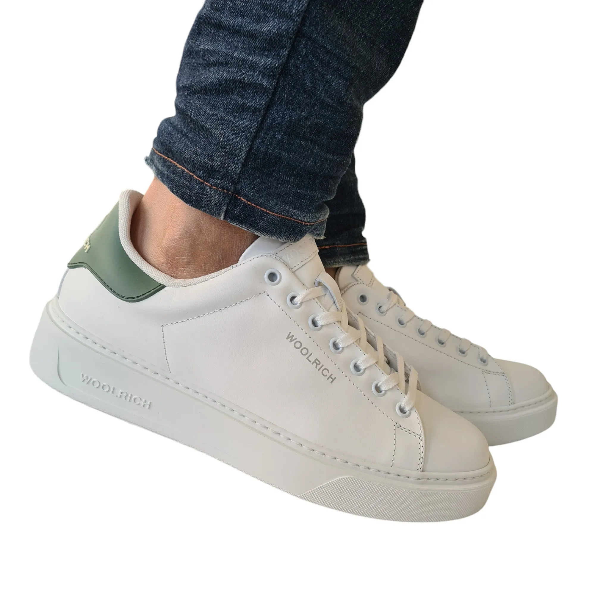Woolrich Sneakers Uomo Bianco e Verde Rif.28